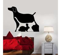 Decalcomania da parete con animali domestici, cane, gatto, coniglio, ombre, sagoma di ombre, adesivo in vinile per finestra, negozio di animali domestici, camera da letto, decorazione per la casa