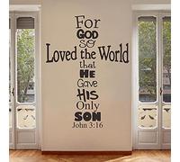 Decalcomania da parete con dedica biblica cristiana con design a croce, grande arte religiosa per casa e chiesa, decorazione ispiratrice per la fede, colore nero