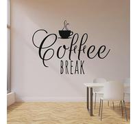 Decalcomania da parete con scritta "Drink Coffee Break Room Cup Cafe Bar Kitchen Interior Decor Vinyl Window Stickers Art Lettering Murale Rimovibile 74x107 cm
