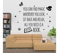 Decalcomania da parete con scritta "You can Find Magic Quote", in vinile, per finestre, istruzione, libreria, sala lettura, asilo nido, decorazione per interni, 42 x 50 cm