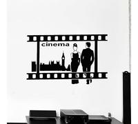 Decalcomania da parete con striscia cinematografica, pellicola TV, film, media, sala multimediale, decorazione per interni, in vinile, stile Londra, adesivo per finestra, arte romantica coppia murale