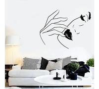 Decalcomania da parete con viso donna labbra modello di moda salone di bellezza camera da letto ragazze trucco camera da letto decorazione interna adesivi in vinile murale 42 x 54