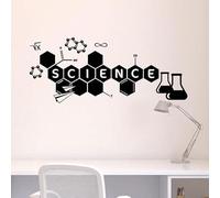Decalcomania da parete in vinile, motivo scienza, scuola, istruzione, tecnologia, chimica, adesivo da parete, per laboratorio, casa, ufficio, carta da parati, 103 x 42 cm