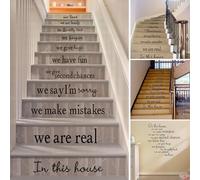 Decalcomania da parete motivazionale con frasi di famiglia, adesivi da parete rimovibili con scritta, decalcomania in vinile Peel & Stick, decorazione murale Art in This House We are a Family