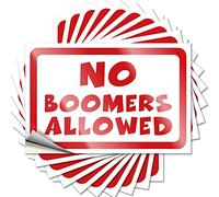 Decalcomania decorativa per portiera dell'auto, con scritta "No Boomers Allowed", resistente allo sbiadimento, per decorare la casa (6 x 9 cm, 10 pezzi)
