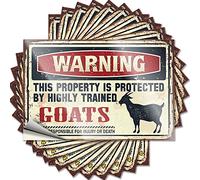 Decalcomania decorativa strana per stanza, divertente, per esterni, con scritta in lingua inglese "Warning This Property is Protected By A highly Trained Goat Bar Signs for Home Bar Wall" (6 x 9 cm