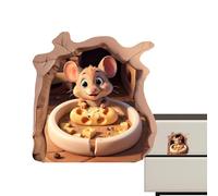 Decalcomania Del Foro Del Mouse - Funzioni Decorative, Divertenti Decalcomanie Murali, Adesivi Con Topi | Adesivo Decorativo Per Battiscopa Con Foro Per Topi Il Topo Mangia Felicemente Formaggio Per A