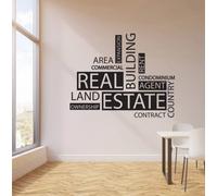 Decalcomania Della Parete Del Vinile Agenzia Immobiliare Parola Agente Agente Immobiliare Ufficio Citazione Lettering Decor Sticker Murale Creativo Decalcomania Interna 70 cm x 56 cm