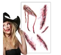 Decalcomania facciale spaventosa, adesivi per ferite da cicatrice | Adesivi per la bocca 'di Halloween | Adesivi temporanei per il trucco del corpo di simulazione per donne Bambini Festa in costume Fe