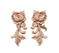 Decalcomania in legno intagliato con motivo floreale, appliques ad angolo, cornice per porte e mobili, scultura in legno, statuette decorative in legno, artigianato sinistro e destro, 10 pezzi
