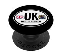 Decalcomania ovale con bandiera e stemma del Regno Unito PopSockets PopGrip Adesivo