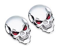 Decalcomania per Auto,2Pz Adesivo Teschio 3D Occhi Rossi Punk Skull Distintivo di Scheletro Auto Moto Adesivo in Metallo Distintivo dell'Emblema per Auto Adesivi per Moto Casco Laptop Decorazione