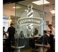 Decalcomania Personalizzata For Barbiere, Adesivo Con Nome Del Negozio Personalizzato Con Politiche E Citazioni For Decorazioni Da Parete, Porta E Reception(18in)