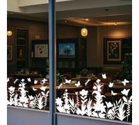 Decalcomania statica bianca moderna floreale farfalla per porte in vetro, pareti divisorie, decorazione residenziale, adesivo in PVC (A)