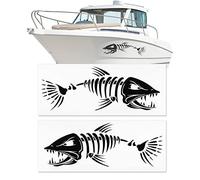 Decalcomanie a forma di pesce con scheletro di barca - Adesivi da pesca decorativi per canoa, kayak, auto, SUV, 27,9 x 96,5 cm, 2 pezzi