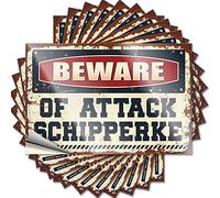 Decalcomanie alte, copertura di sabbia Beware of Attack Schipperke | Roba da casa (8 x 12 cm)