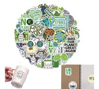 Decalcomanie ambientali verdi - Adesivi verdi naturali riutilizzabili da 50 pezzi,Forniture artistiche per skateboard, quaderni, scrivanie, computer portatili, bottiglie d'acqua, tazze d'acqua