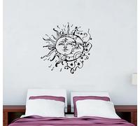 Decalcomanie da muro per la camera da letto - Decorazioni per decalcomanie da muro con sole e luna - Decalcomanie con mezzaluna di sole e luna, nero, 57 cm x 57 cm