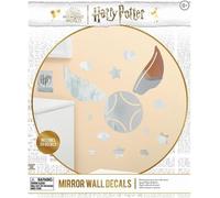 Decalcomanie da parete a specchio con boccino d'oro di Harry Potter, prodotto con licenza ufficiale per ragazzi e ragazze, adesivi per camera da letto per tutte le età, vinile argento per fan di film