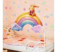 Decalcomanie da parete arcobaleno per camerette dei bambini, in vinile, autoadesive, 104,9 x 79 cm, facili da applicare, rimuovere, non dannose, vivaci e fantasiose (2)