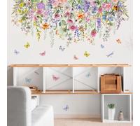 Decalcomanie da parete con foglie di vite e fiori, farfalle e libellule, adesivi da parete per cameretta dei bambini, camera da letto e soggiorno