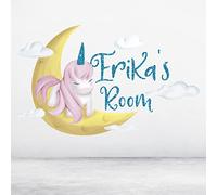 Decalcomanie da parete con motivo luna e unicorno, per bambini, decorazione della luna e della luna