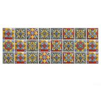 Decalcomanie da parete in PVC, impermeabili, autoadesive, per piastrelle, motivo floreale nordico arancione, motivi botanici per cucina, bagno, paraschizzi, soggiorno, rimovibili, 24 pezzi, 10 x 10 cm