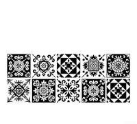 Decalcomanie da parete in vinile nero 15x15cm resistente al calore per | Motivo marocchino nero, auto-backing, si adatta a piastrelle da 15 x 15 cm, rinfresca istantaneamente i vecchi spazi