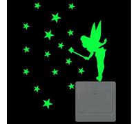 Decalcomanie da parete per camera da letto Peel and Stick | Adesivi da parete con interruttore luminoso animali/fate,Adesivi da parete magici che brillano al buio, interruttore della luce, arte