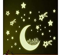 Decalcomanie da parete per cameretta dei bambini, luna stelle notte decalcomanie bagliore al buio adesivo da parete rimovibile portatile e utile durabilità