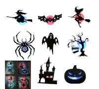 Decalcomanie da parete per Halloween, 8 pezzi spaventosi LED ragno fantasma | Adesivi da parete per Halloween, decorazioni per casa, soggiorno, bagno, porta, casa infestata, ufficio, scuola