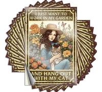 Decalcomanie decorative per adolescenti, cartelli per la decorazione della casa e del bar, tazza per bicchiere impermeabile, voglio solo lavorare nel mio giardino e uscire con il mio gatto per una