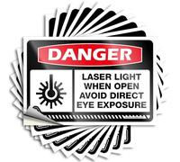 Decalcomanie decorative per casco, per camera da letto, da uomo, pericolo, luce laser quando aperto, evitare l'esposizione diretta agli occhi, libro adesivo in vinile resistente, facile da applicare