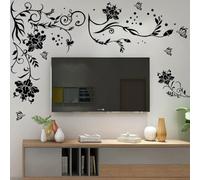 Decalcomanie decorative personalizzabili con farfalle nere e disegni floreali per gli spazi dei bambini