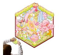 Decalcomanie di scena in miniatura 3D, decalcomanie della casa,Casa in miniatura cartone animato divertente scena adesivo 3D - Decorazione di libri creativi, strumenti di diario, giocattolo pa