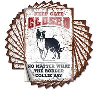 Decalcomanie divertenti in vinile Keep Gate Closed No Matter What The Border Collie Say & Funny Patio Easy Apply Cup Stickers per bicchieri impermeabili (6 x 9 cm, 10 pezzi)