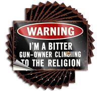 Decalcomanie grandi per dormitorio, con scritta in lingua inglese "Warning: Bitter Gun Owner Clinging to Religion", rimovibile, facile da staccare per l'acqua, 12 x 18 cm