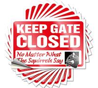 Decalcomanie Keep Gate Closed No Matter What The Squirrels Say Bar per bar all'aperto in vinile resistente/divertente decorazione per bar per adulti - cartelli per bar per la casa (6 x 9 cm, 10 pezzi)