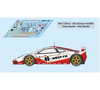 Decalcomanie McLaren F1 GTR Le Mans 1995 1:32 1:43 1:24 1:18 59 calche di prova