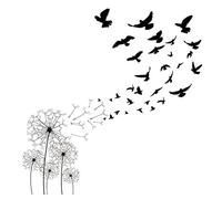 Decalcomanie Muro Tarassaco Nero Adesivi Murali Uccelli Neri Corridoio Adesivo Murale Fiore Viticcio Stickers Murali Uccelli Che Volano Wall Sticker Piante Wall Art Soggiorno Pvc Rimovibili