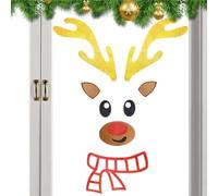 Decalcomanie natalizie per porta d'ingresso, in feltro con pupazzo di neve, adesivi natalizi per porte e finestre, adesivi rimovibili per la casa