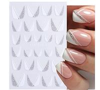 Decalcomanie per adesivi artistici Punte francesi Bianco Nero Decalcomania French Manicure Strip Art Form Fringe Guide