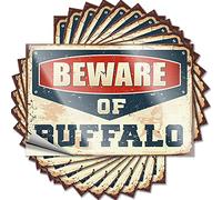 Decalcomanie per auto Beware of Buffalo Funny Sticker 10 pezzi Hardhat adesivi e decalcomanie Man Cave Funny Sign (8 x 12 cm)