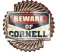 Decalcomanie per auto Beware of Cornell Funny Sticker 10 pezzi Hardhat adesivi e decalcomanie Man Cave Funny Sign (8 x 12 cm)