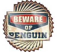 Decalcomanie per auto Beware of Penguin Funny Sticker 10 pezzi Hardhat adesivi e decalcomanie Man Cave Funny Sign (8 x 12 cm)