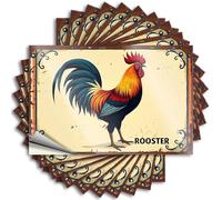 Decalcomanie per auto Un'illustrazione colorata di un gallo con piume vibranti. Adesivi 10 adesivi per cassetta degli attrezzi per ragazze (6 x 9 cm)