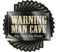 Decalcomanie per auto Warning Man Cave My, Rules Funny Sticker 10 pezzi Hardhat adesivi e decalcomanie Man Cave Funny Sign (12 x 18 cm)