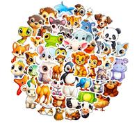 Decalcomanie per custodie per telefoni cellulari, confezione di adesivi con animali carini | 50 piccoli adesivi per bottiglie d'acqua per telefoni cellulari, laptop, progetti di scrapbooking