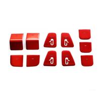 Decalcomanie per interruttore del pulsante di sollevamento della portiera dell'auto, compatibili con modelli 3 e Y, 11 pezzi, placcatura in ABS, installazione non distruttiva, per porte (rosso)