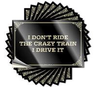 Decalcomanie per piscina e decorazione per esterni con scritta "I Don't Ride The Crazy Train I Drive It" e divertenti cartelli da uomo facili da applicare (20 x 30 cm, 1 pezzo)